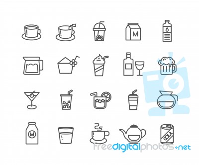Simple Set Of Beverage  Thin Line Icons Stock Image