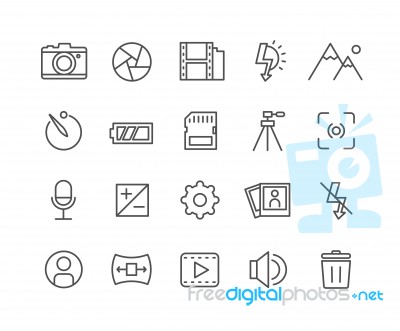 Simple Set Of Camera  Thin Line Icons Stock Image