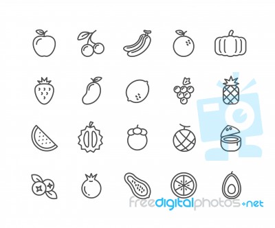Simple Set Of Fruits  Thin Line Icons Stock Image