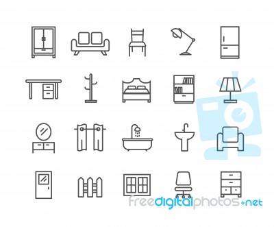 Simple Set Of Furniture  Thin Line Icons Stock Image