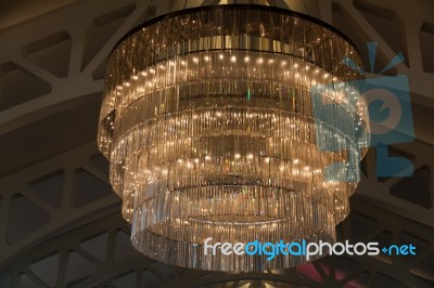 Singapore, Asia - February 3 ; Impressive Chandelier In A Hotel Stock Photo