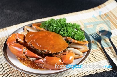 Singapore Chilli Mud Crab Stock Photo