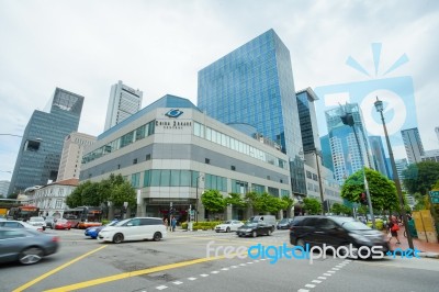 Singapore Chinatown District Traffic In Front Of China Square Stock Photo