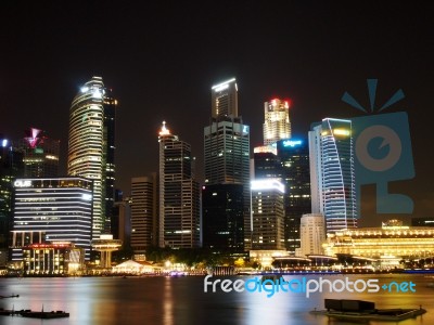 Singapore, May 30, 2015: The Singapore Skyline Shines Stock Photo