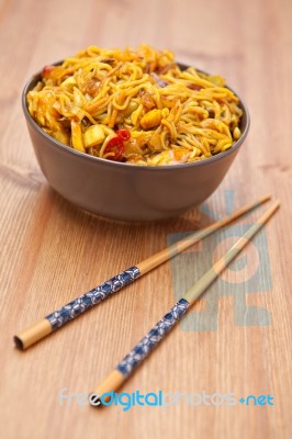 Singapore Noodles Stock Photo