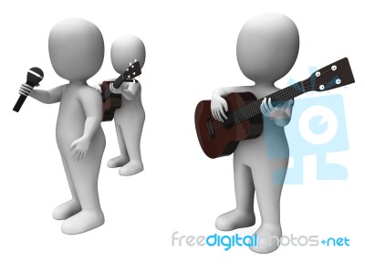 Singer And Guitar Players Shows Stage Band Concerts Or Performin… Stock Image