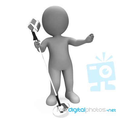 Singer Shows Performance Music Or Karaoke Microphone Concert Stock Image