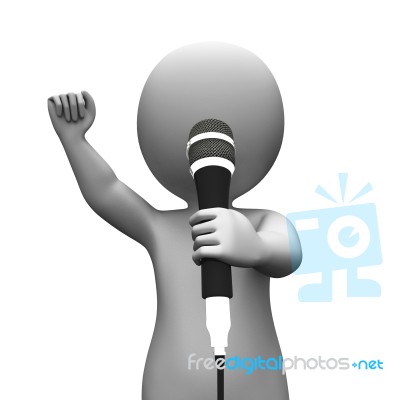 Singer Singing Character Shows Music Or Karaoke Concert Stock Image