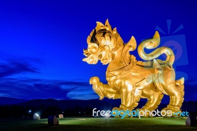 Singha Statue At Singha Park Stock Photo