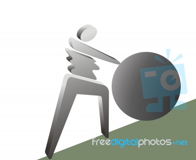 Sisyphus Pictogram Man  Stock Image