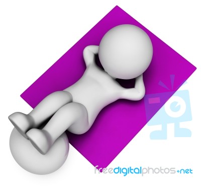 Sit Ups Shows Get Fit And Abdominal 3d Rendering Stock Image