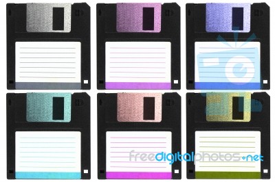 Six Color Of Diskettes Stock Photo