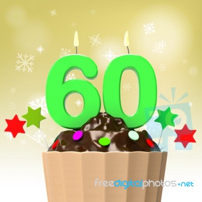 Sixty Candle On Cupcake Shows Family Reunion Or Celebration Stock Image
