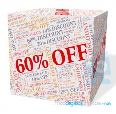 Sixty Percent Off Indicates Word Text And Retail Stock Image