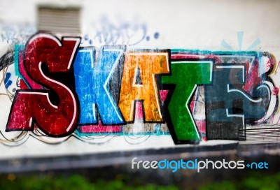 Skate Wall Graffiti Stock Photo