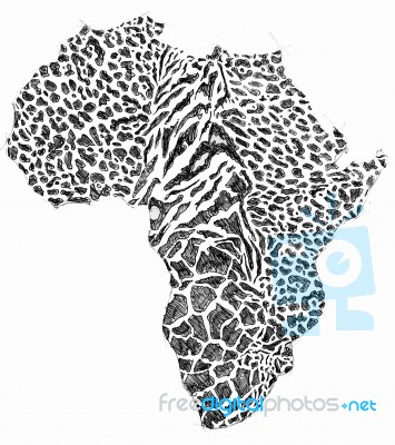 Sketch Of Africa With Animal Camouflage Stock Image