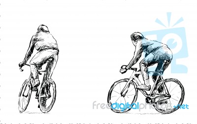 Sketch Of Cyclist Riding Fixed Gear Bicycle On Street Stock Image