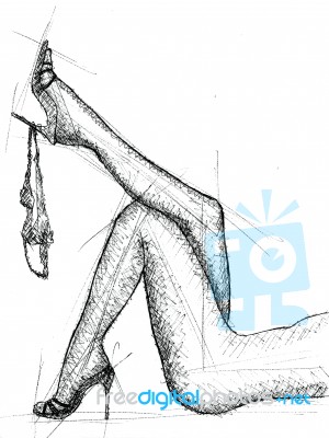 Sketch Of Female Foot Stock Image