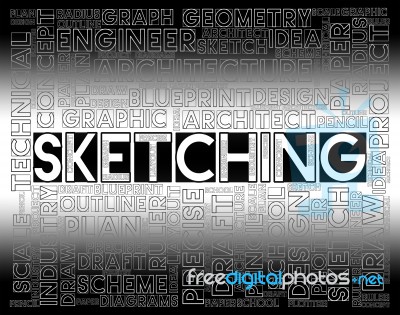 Sketching Word Shows Designer Drawing And Creativity Stock Image