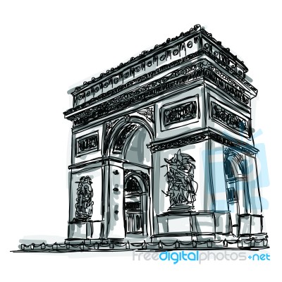 Sketchy Arc De Triomphe Paris Stock Image