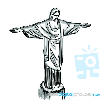 Sketchy Christ Redeemer Stock Image