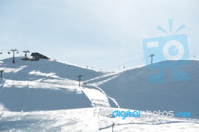 Ski Slope With Chairlifts Stock Photo
