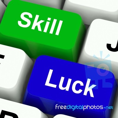 Skill And Luck Keys Mean Strategy Or Chance Stock Image