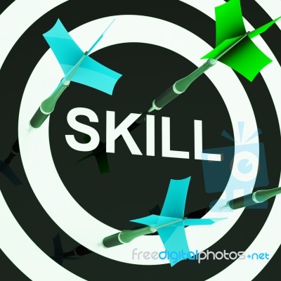 Skill On Dartboard Shows Competencies Stock Image