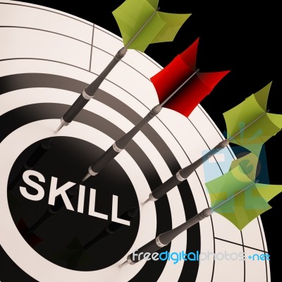 Skill On Dartboard Shows Gained Skills Stock Image Skill On Dartboard Shows Gained Skills Stock Image