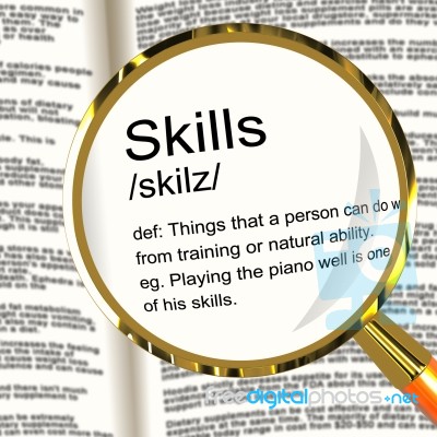 Skills Definition Magnifier Stock Image