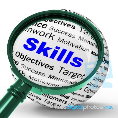 Skills Magnifier Definition Means Special Abilities Or Aptitudes… Stock Image
