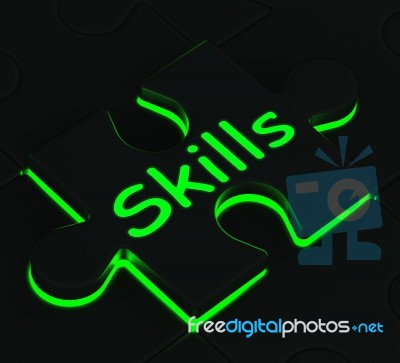 Skills Puzzle Shows Experience And Abilities Stock Image