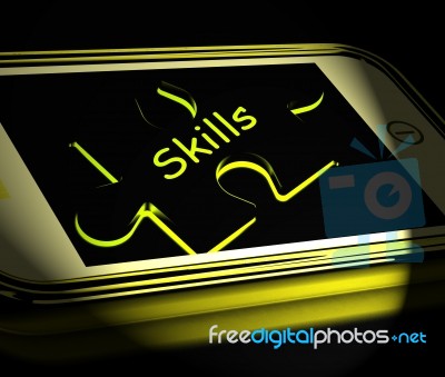 Skills Smartphone Displays Knowledge Abilities And Competency Stock Image
