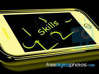 Skills Smartphone Means Knowledge Abilities And Competency Stock Image