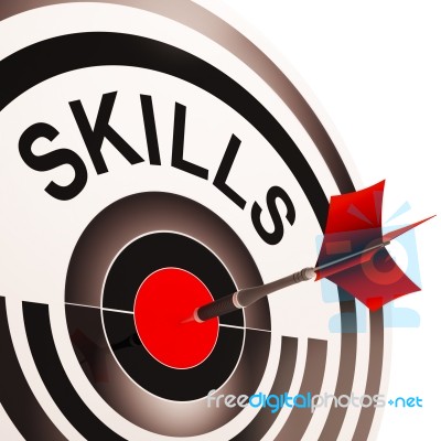 Skills Target Shows Aptitude, Competence And Abilities Stock Image