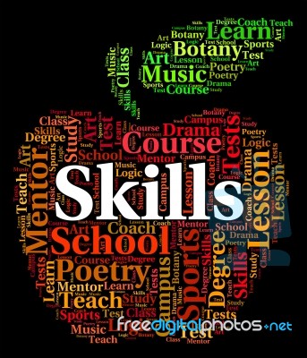 Skills Word Means Words Competencies And Text Stock Image