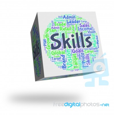 Skills Word Shows Skilled Words And Expertise Stock Image