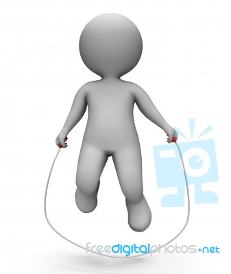 Skipping Characters Shows Jumping Rope And Exercise 3d Rendering… Stock Image
