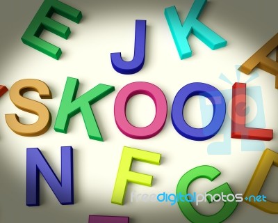 Skool Written In Kids Letters Stock Image