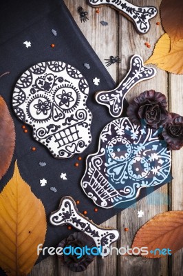 Skull Cookies For Halloween Stock Photo