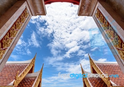 Sky Background On Thai Style Buildings Stock Photo