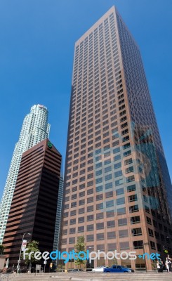 Skyscrapers In The Financial District Of Los Angeles Stock Photo