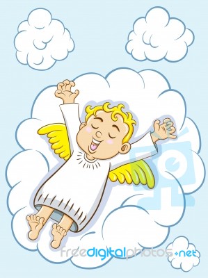 Sleeping Angel On Cloud Stock Image