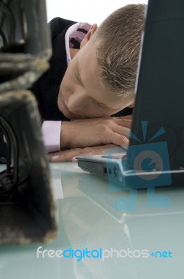 Sleeping Businessman In Office Stock Photo