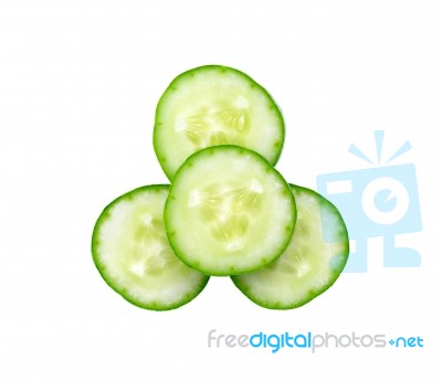 Slice Fresh Cucumbers Isolated On White Background Stock Photo