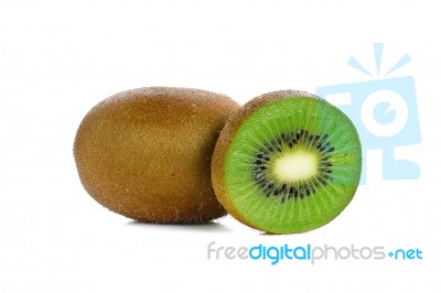 Slice Kiwi Fruit Isolated On A White Background Stock Photo