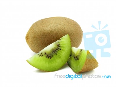 Slice Of Fresh Juicy Delicious And Healthy Kiwi Fruit, Isolated Stock Photo