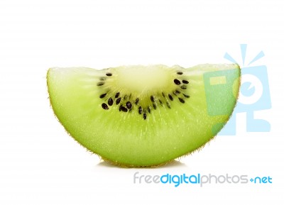 Slice Of Kiwi Isolated On White Background Stock Photo