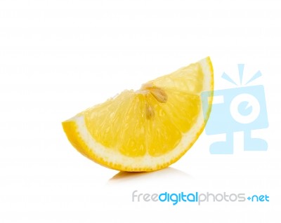 Slice Of Lemon Isolated On The White Background Stock Photo