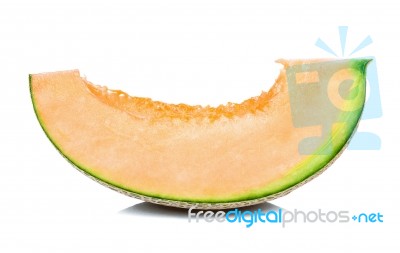 Slice Of Melon Isolated On The White Background Stock Photo